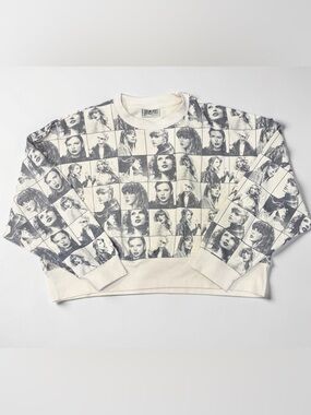 Taylor Swift Eras Tour Cropped Beige Pullover Crewneck Sweatshirt Sz Small NWOT